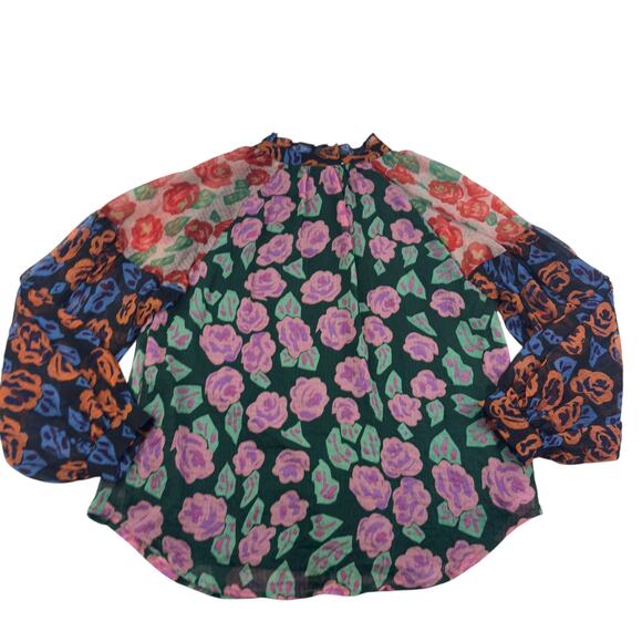 Jodifl Feminine Floral Romantic Multicolor Artsy Button Down Blouse Women's M - Picture 2 of 8